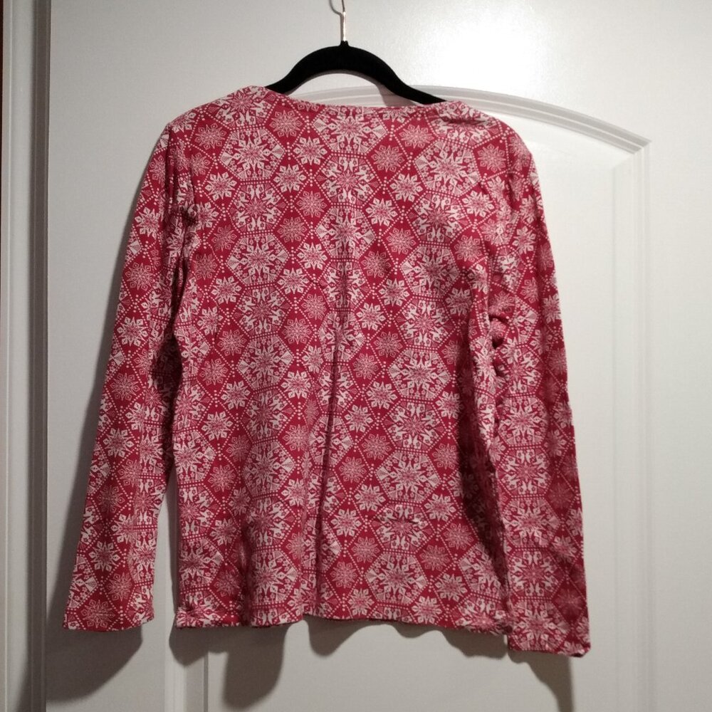 Red Snowflake Pattern Long Sleeve Top - Picture 3 of 4